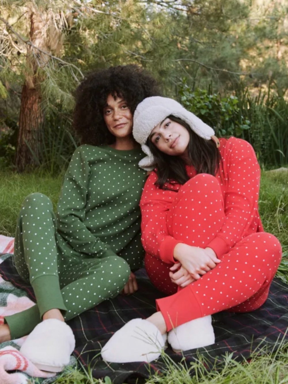 THE GREAT. x Eddie Bauer Heart Thermal 2-Piece Set Red M